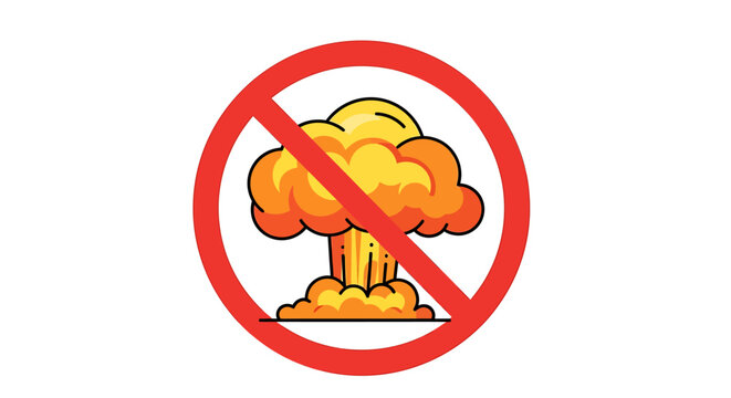 No Nuclear Explosion Warning Symbol Sign.