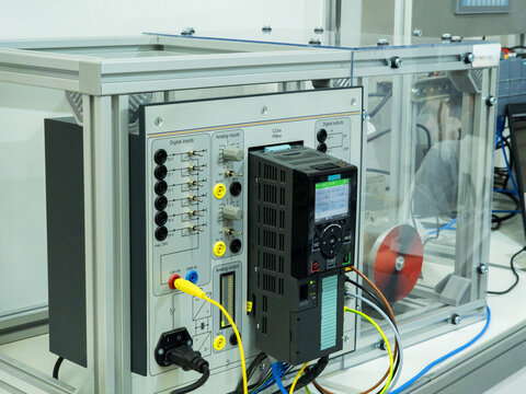 Industrial Frequency Inverter on a Training Stand for Automation Engineering and Vocational Education