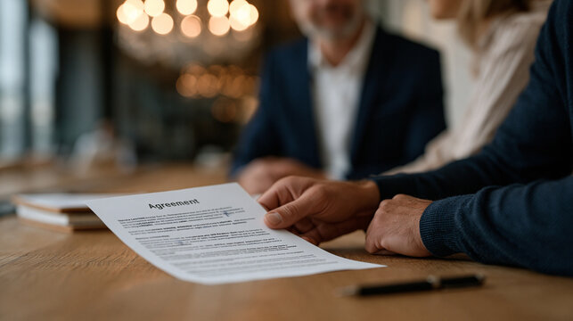 Incident response retainer agreement being reviewed by corporate legal counsel and cybersecurity firm representative across conference table, service level objective clauses highlighted, symbolic st