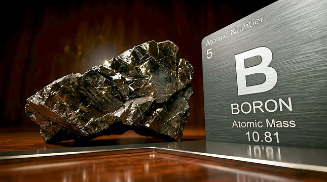 Raw Boron Metal Crystalline Fragment Dark Brown-Black Metallic L