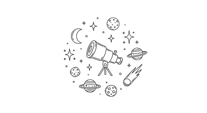 Telescope with astronomy celestial objects.
