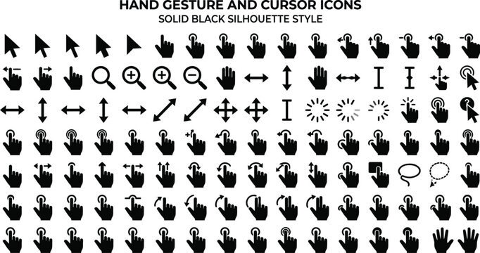 Hand Cursor And Mouse Pointer Icons Collection Interface Set