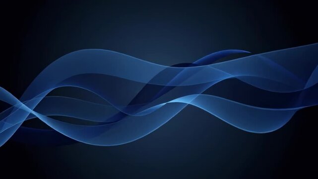 Abstract flowing blue waves on dark background with smooth curves and modern design for digital art