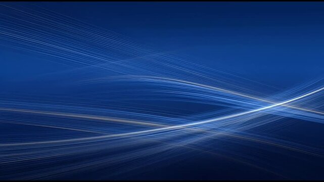 Abstract Blue Flow: Elegant white light streaks flow across a deep blue background, creating a sense of dynamic movement and modern sophistication.