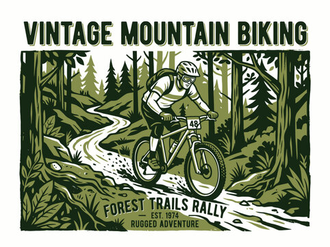 Man riding mountain bike on trail.