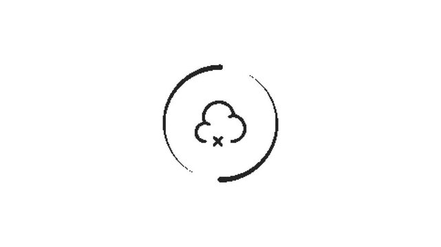 Minimalist cloud icon loading animation with spinning circle outline in sketchy charcoal style.
