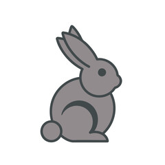 Obraz premium Minimalist grey icon of a sitting rabbit.