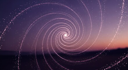 Fototapeta premium Cosmic Swirl Vortex Over Serene Twilight Landscape.