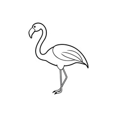Obraz premium Simple line drawing of a standing flamingo