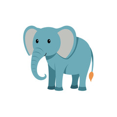 Fototapeta premium Blue cartoon elephant with orange tail