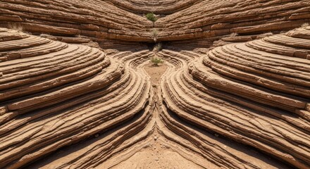 Fototapeta premium Symmetrical Sandstone Layers Form Natural Abstract Pattern.