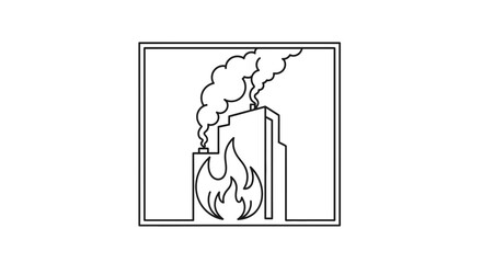 Fototapeta premium Industrial chimney emitting smoke and fire, symbolizing pollution and energy production