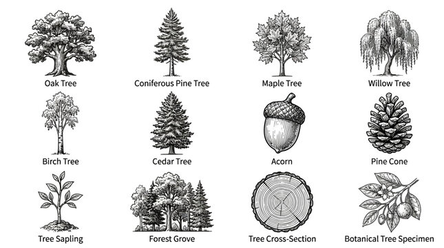Tree Cross Section Illustration.