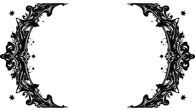 Ornamental frame consists of intricate vintage flourishes and decorative scrolls arranged symmetrically to provide a classic border for elegant typography.