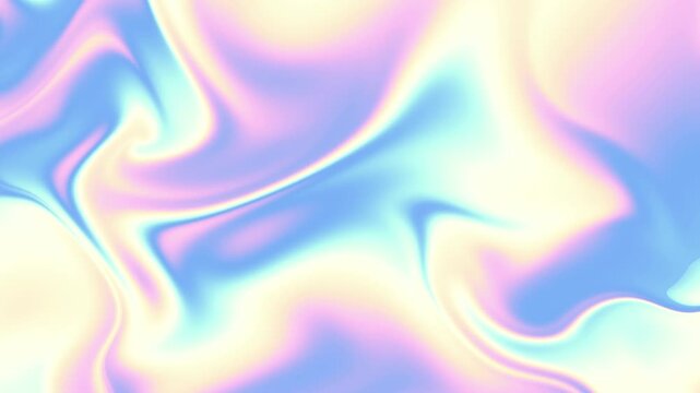 Cloth fabric gradient waves abstract background. Iridescent chrome wavy surface. Liquid surface, ripples, reflections. 3d render illustration. 4K video loop.