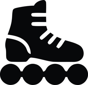 Inline Skate Silhouette Icon with Rollerblade Boot and Wheels Symbol