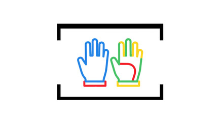 Fototapeta premium Colorful Hands Icon: Communication, Connection, and Teamwork Concept
