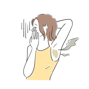 脇の下のにおいに悩む可愛い女性

