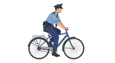 Fototapeta premium Illustration of a Police Officer Riding a Bicycle in Uniform
