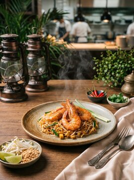 Gourmet presentation of Pad Thai