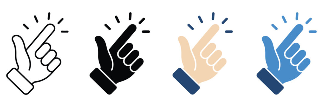 snapping fingers, hand gesture icon set. quick snap symbol. vector illustration for communication concepts, human interaction graphics, body language signs, user interface elements and expressive gest