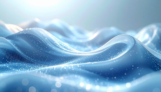 Abstract blue motion background with flowing lines and light particles