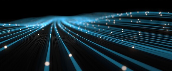 Fototapeta premium 3D Fast Neon Light Streaks depict advanced data technology and virtual information flow in 6G.