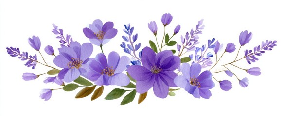 Obraz premium Purple lavender watercolor floral design dances like joy on a canvas for decoration