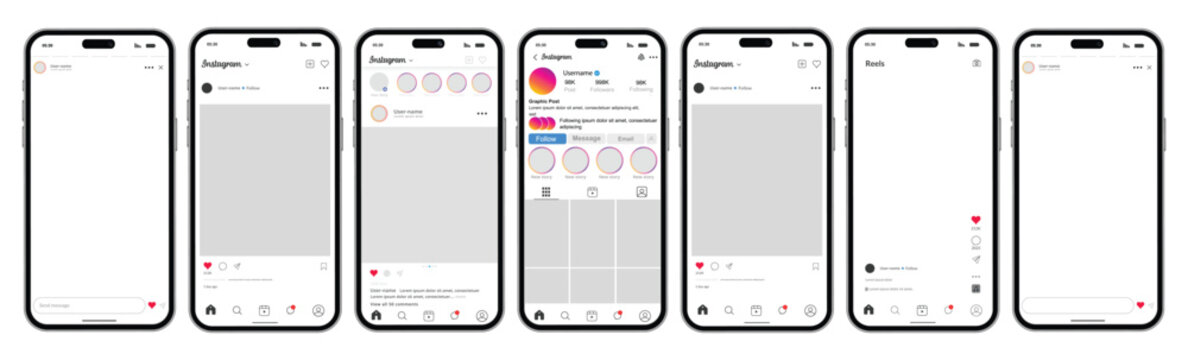 Instagram app social media interface mockup design template