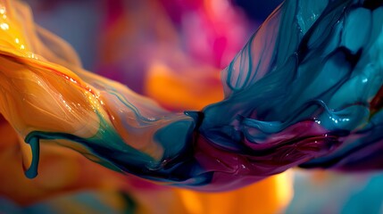 Obraz premium A vibrant and colorful abstract painting with swirling patterns of paint