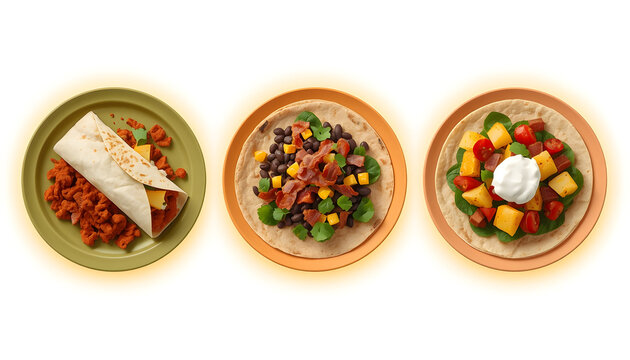 Tacos with Various Toppings on Plates