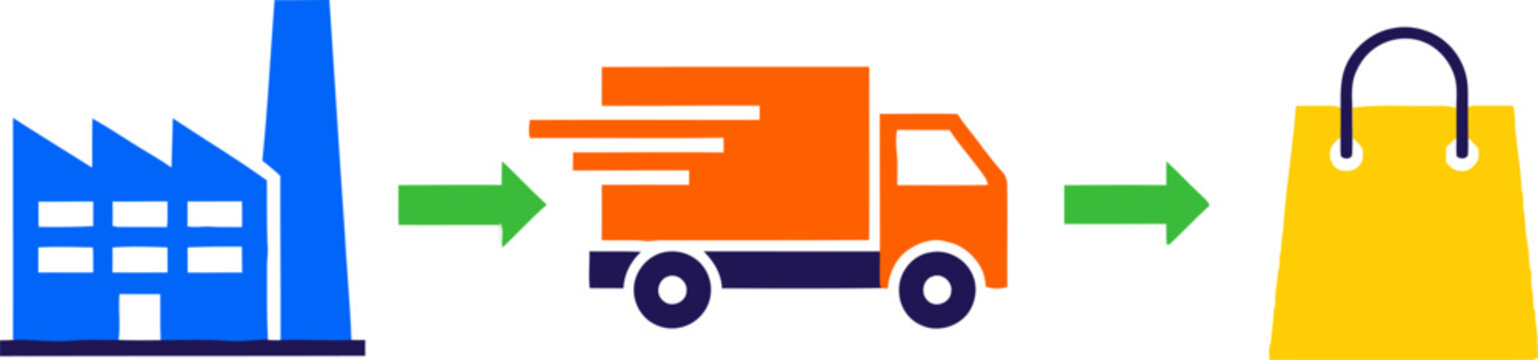 Delivery truck with shopping bag.
