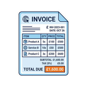 Invoice document with total due amount.