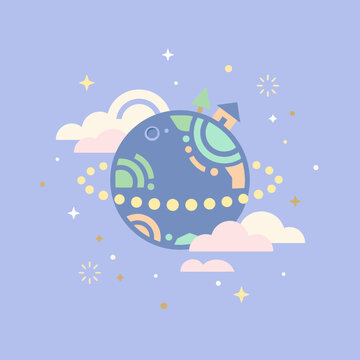 Colorful Decorative Globe with Symbols.