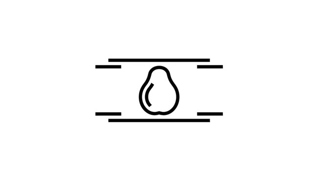 Minimalist Pear Icon with Geometric Frame, Simple Fruit Symbol, Clean Design