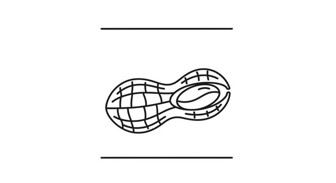 Peanut Icon Outline, Minimalist Food Symbol, Healthy Snack, Vector Graphic