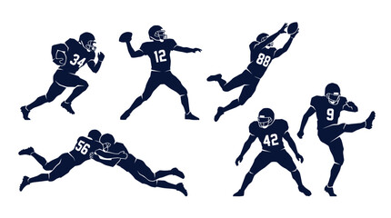 American Football Player Silhouettes - Action Poses © rahma