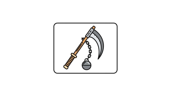 Grim Reaper Scythe with Ball and Chain Icon - Symbol of Death and Danger