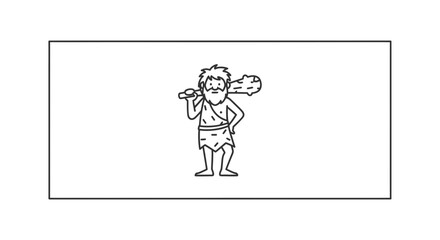 Fototapeta premium Caveman Holding Club, Primitive Man Illustration, Stone Age Warrior, Ancient Human Icon