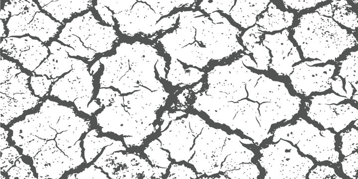 Abstract texture of black cracked lines on a light surface representing dry earth or broken ground patterns