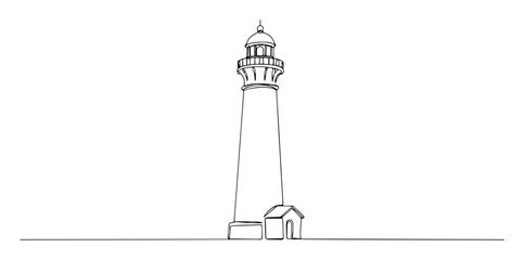minimalist lighthouse line art vector illustration © Wieslaw