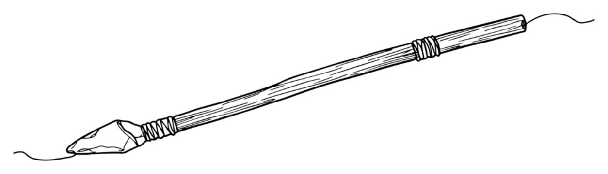prehistoric spear weapon graphic monoline illustration