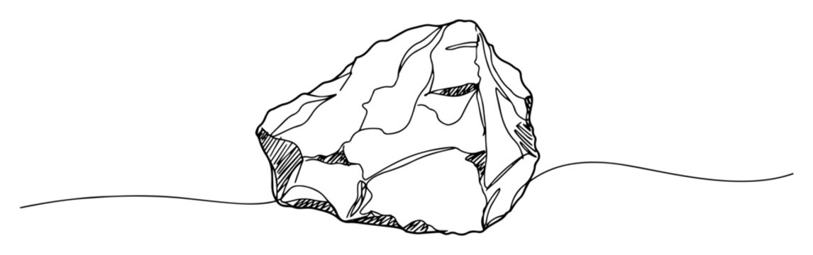 flint stone tool outline high-contrast linework creating optical depth through overlapping vector paths