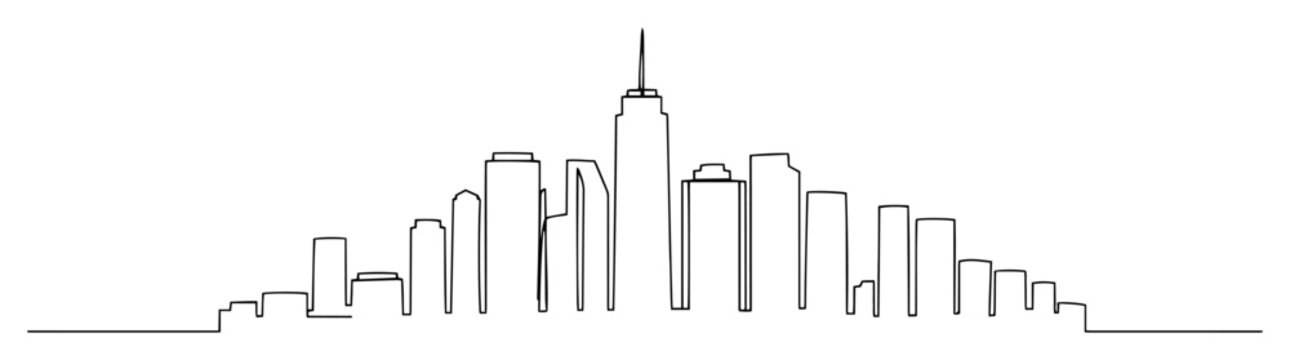 modern city skyline silhouette linear contour design