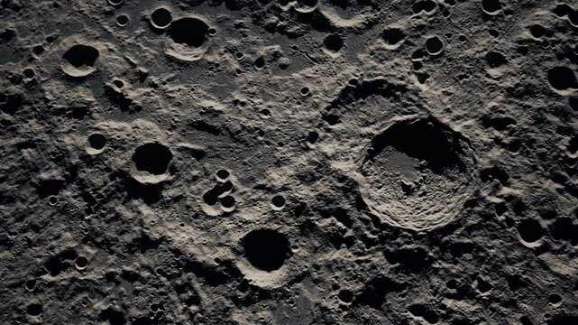 Realistic moon surface orbiting with craters