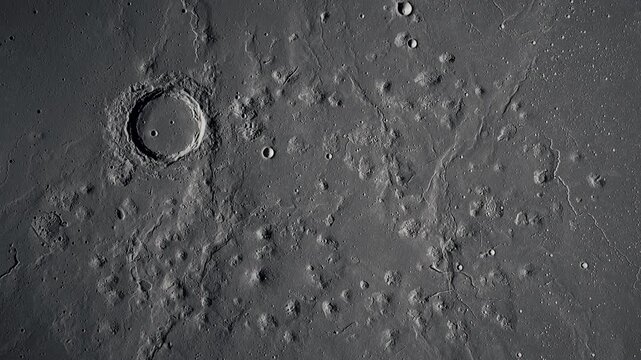 Lunar surface featuring craters and domes