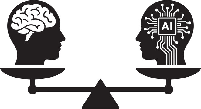 Balance between human and artificial intelligence. Fair approach to the use and introduction of artificial intelligence, ethical side, AI ethics responsibility
