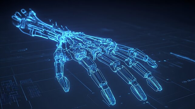 human hand x ray blue transparent