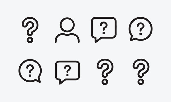 Question web icons in line style. Question mark, insecure person, confused, quiz question, collection