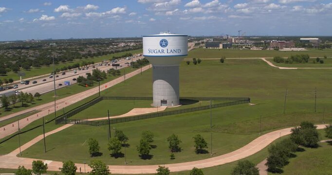 Aerial Perspective of 59 South Freeway and Water Storage Tank in Sugar Land 